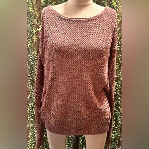 Mossimo Supply Co. Open-Knit Scoop Neck Sweater in Wine